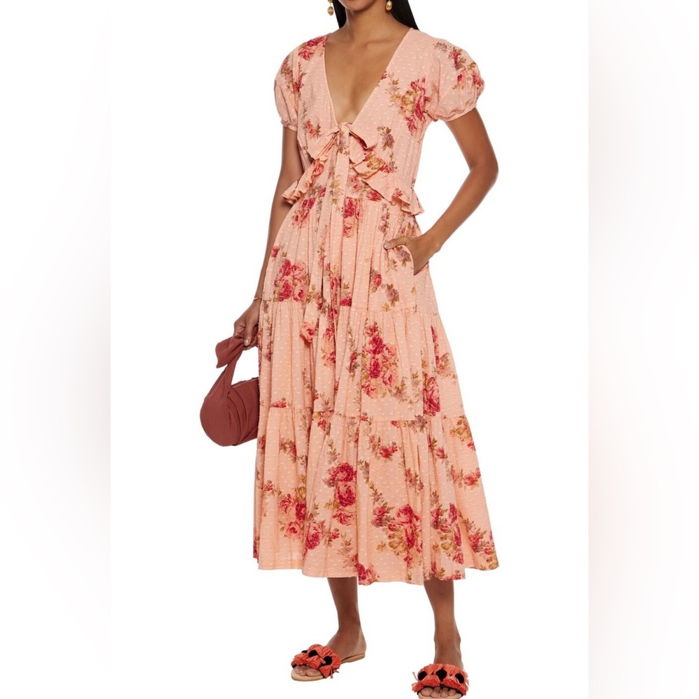LOVESHACKFANCY
Carlton tiered floral-print fil midi dress